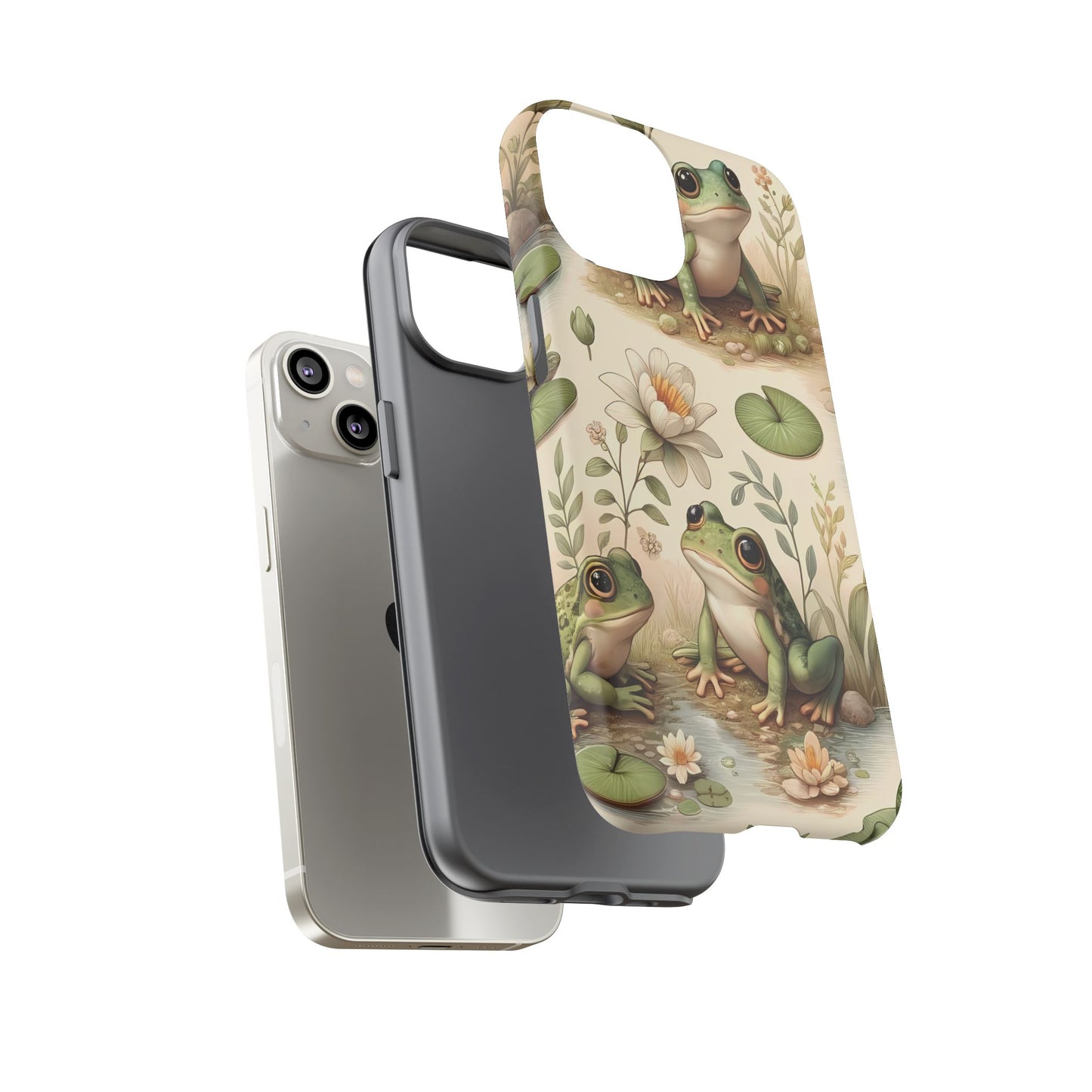 Cute Frogs Phone Case - Pond Pals Frolic - Charming Frog Lily Pad Phone Case for iPhone, Google & Samsung! Great Gift For Any Frog Lover!