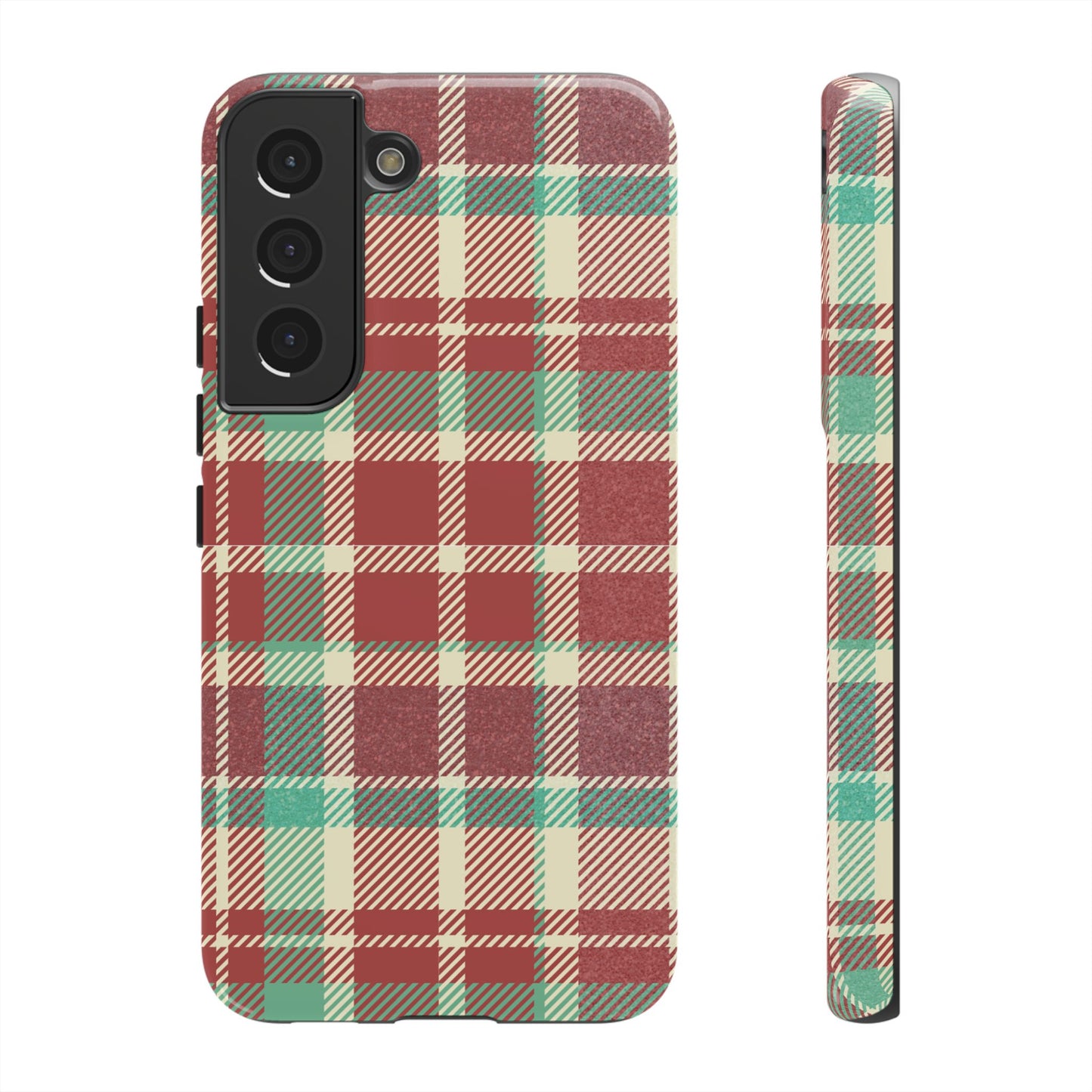 Vintage Plaid in Red & Cream – Samsung Galaxy Case with Timeless Style