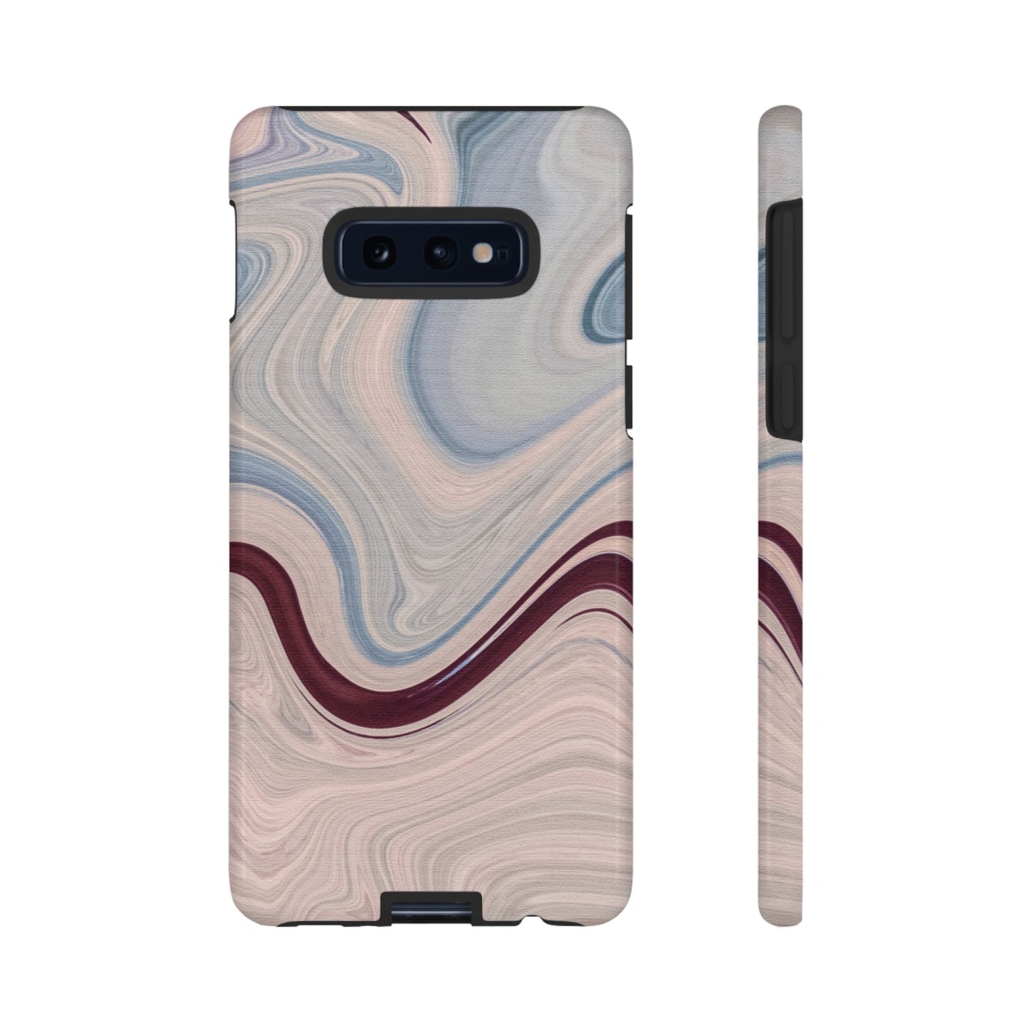 Marble Swirl Elegance – Samsung Galaxy Case in Blue & Blush Abstract Design