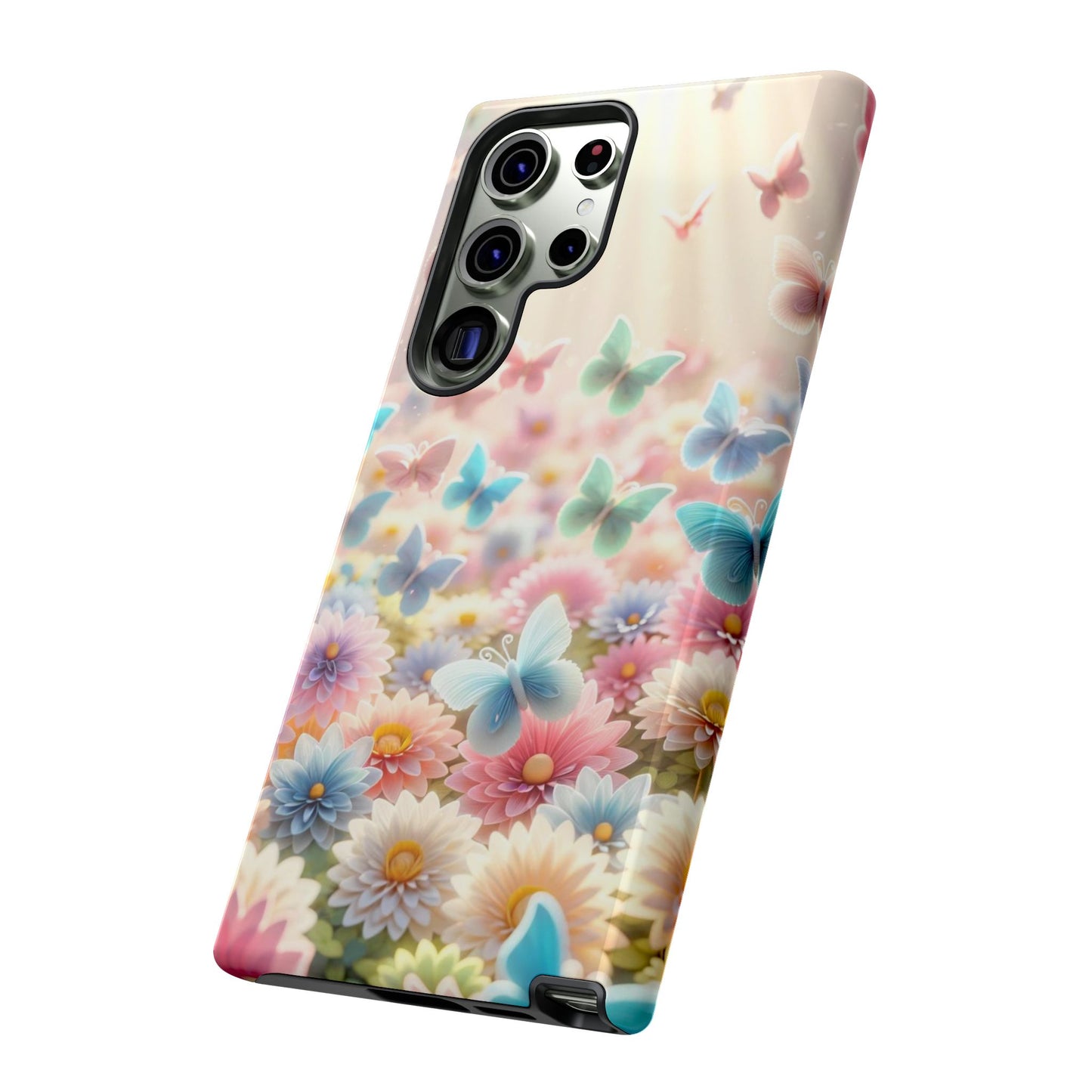 Butterfly Blossom Samsung Case - Pastel Floral Protective Cover