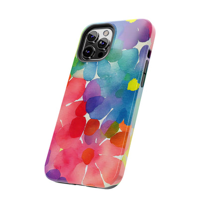 Rainbow Bloom Watercolor iPhone Case – Slim Design, Glossy Finish