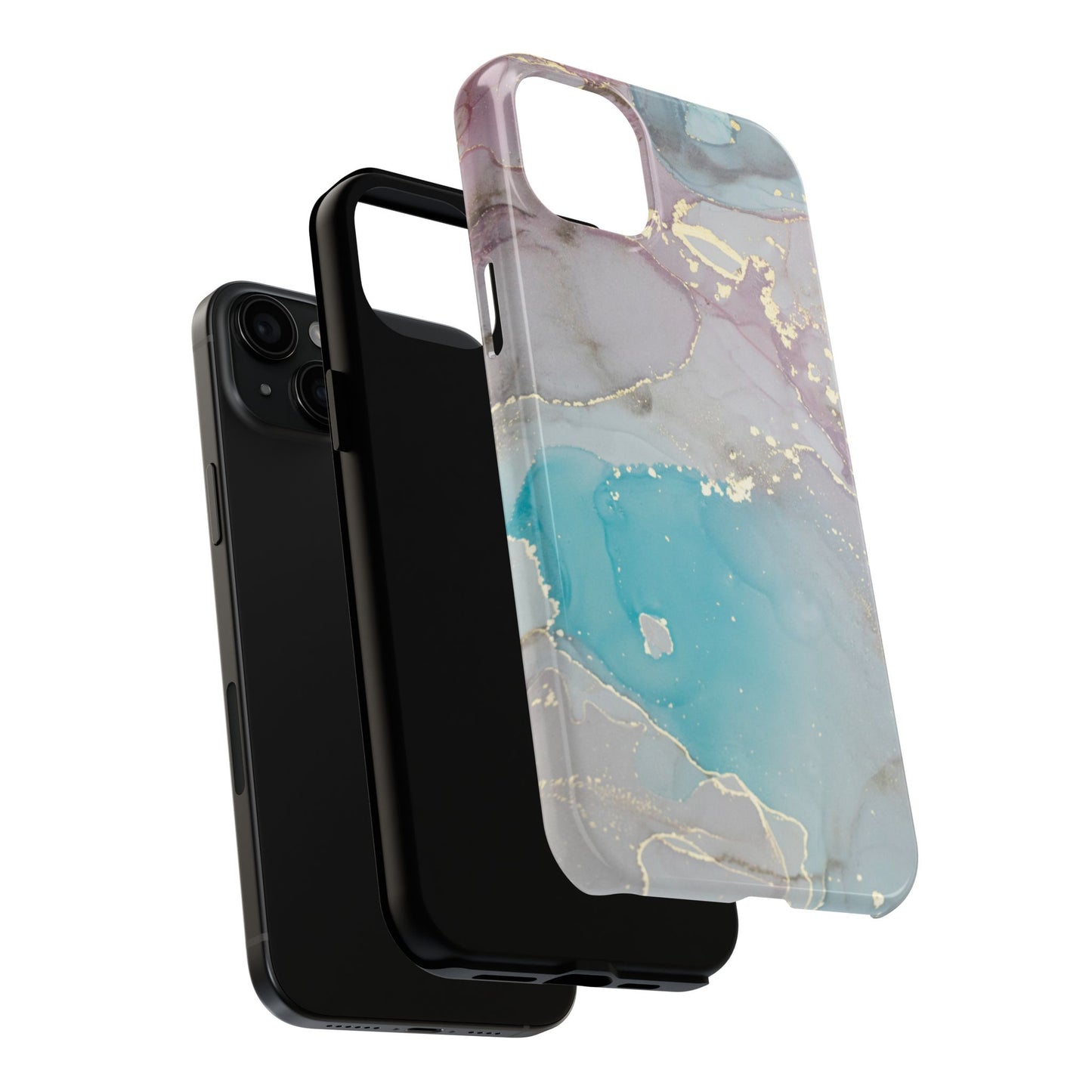 Sky Blue & Purple Marble Wave – iPhone Case with Fluid Swirl Pattern