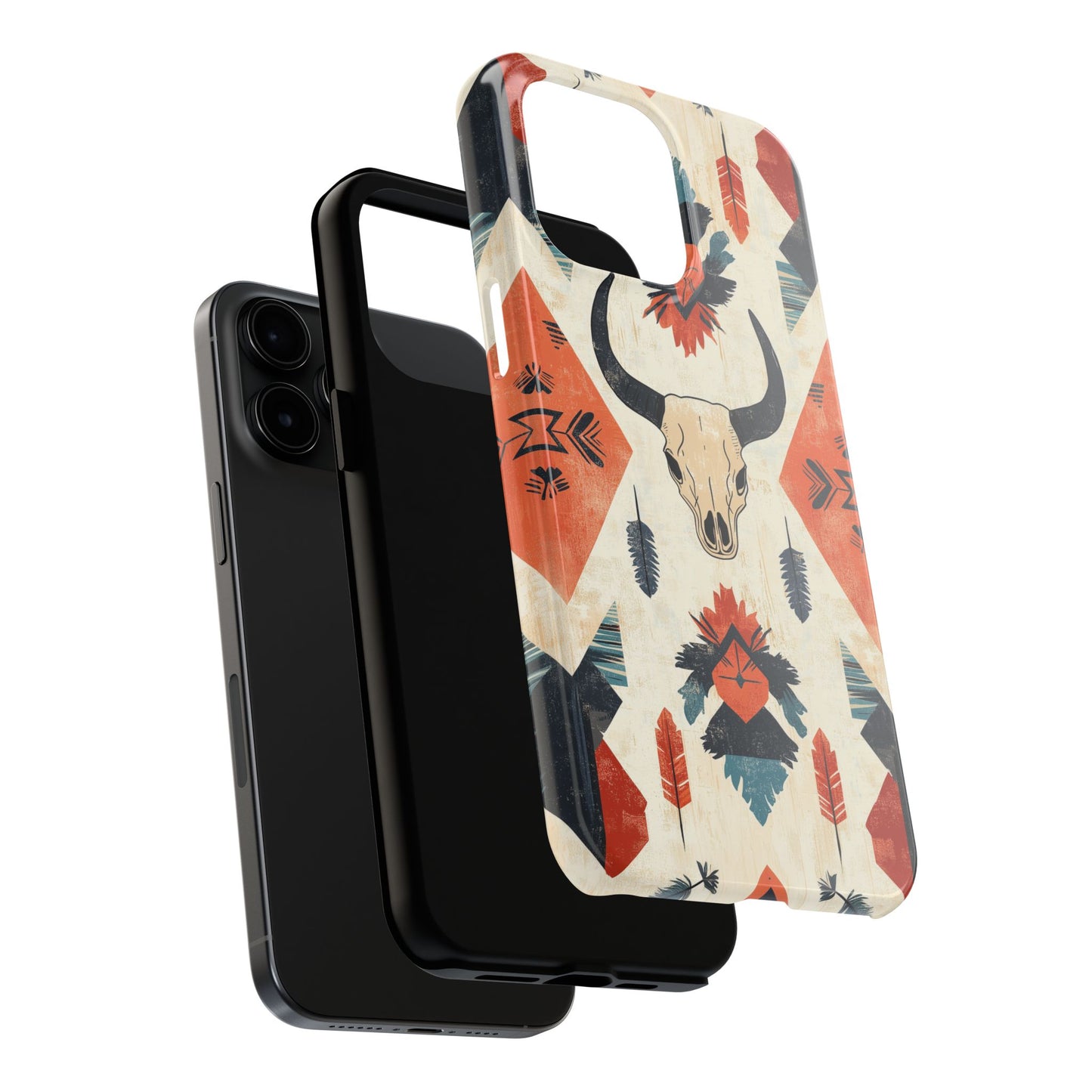 Southwestern Boho Skull Tough iPhone Case – Durable Matte Finish, Dual - Layer Protection - BOGO Cases