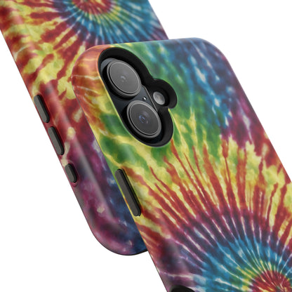 Vibrant Spiral Tie-Dye MagSafe Case – Retro Rainbow Design