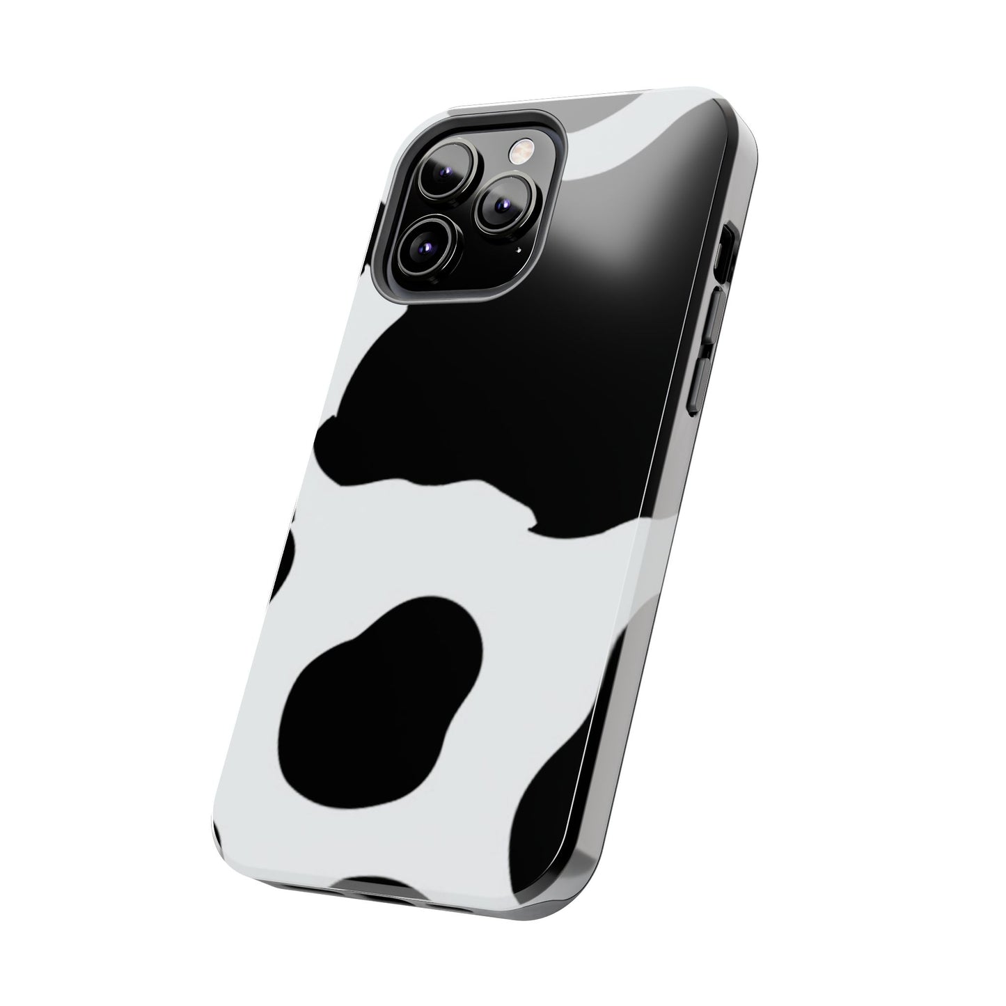 Bold Black and White Cow Print Tough iPhone Case – Modern Animal Pattern with Dual-Layer Protection