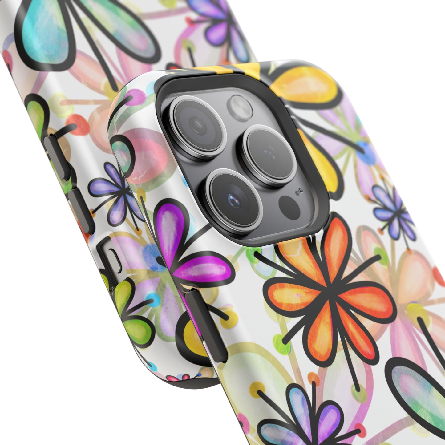 Retro Floral Pop MagSafe iPhone Case – Ultra-Slim Design, High-Gloss Finish