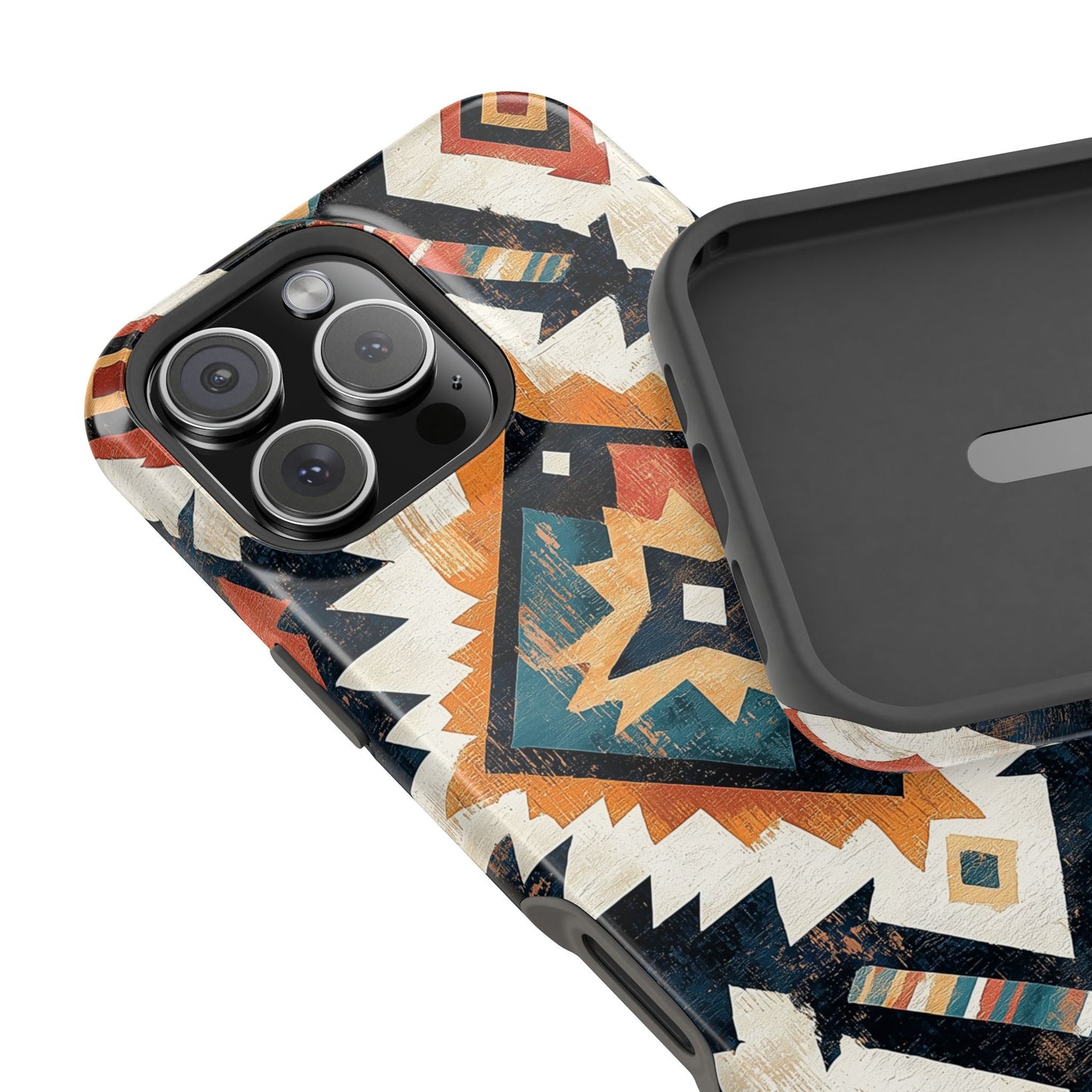 Vintage Southwestern Diamond Tough MagSafe iPhone Case – Rustic Tribal Design, Dual-Layer Protection