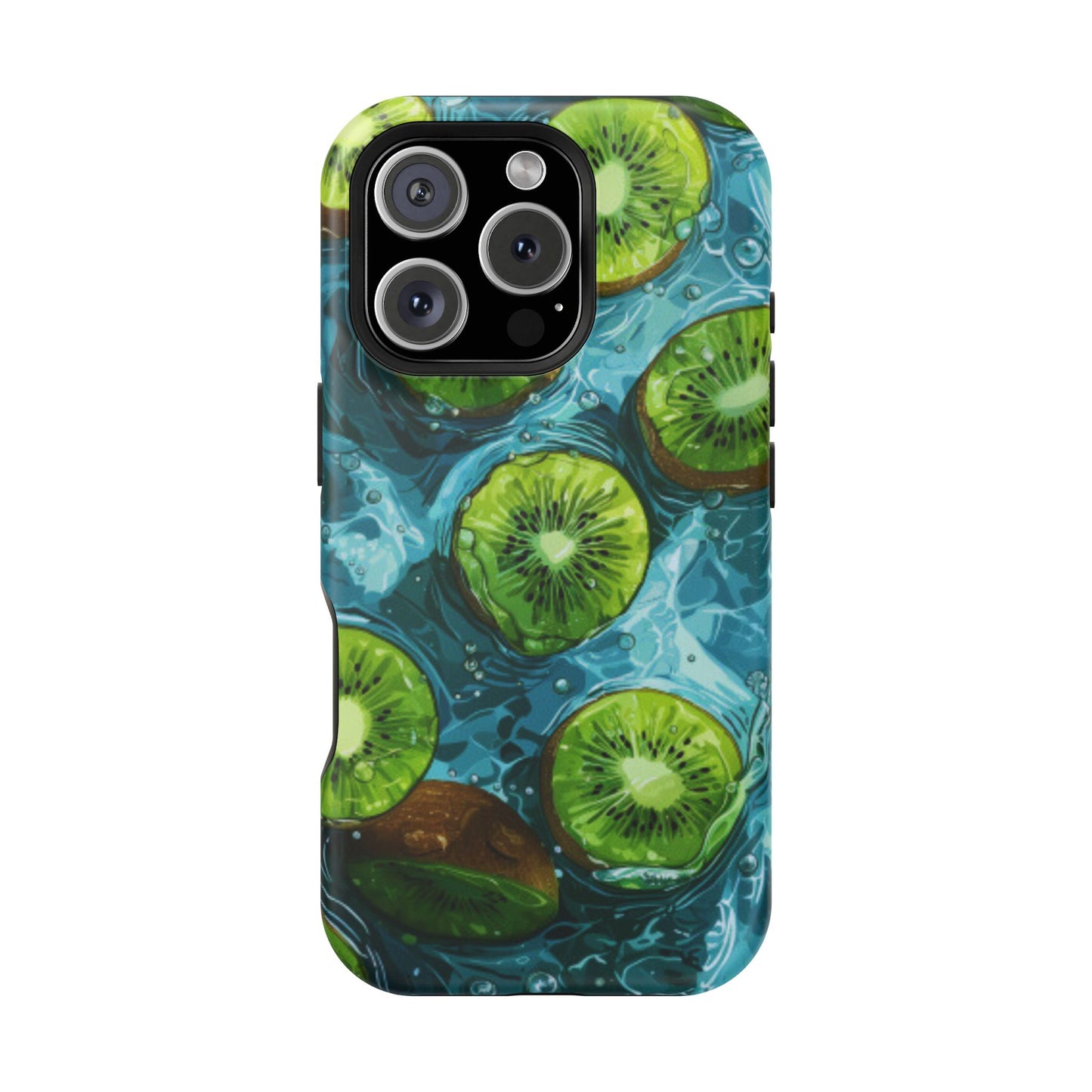 Tropical Kiwi Splash MagSafe iPhone Case – Tough Dual-Layer, Vibrant Summer Design