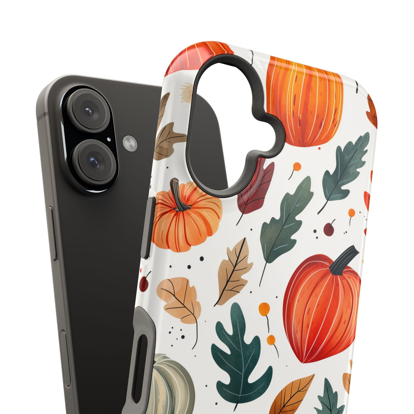 Autumn Harvest MagSafe iPhone Case - Pumpkin and Fall Leaf Design