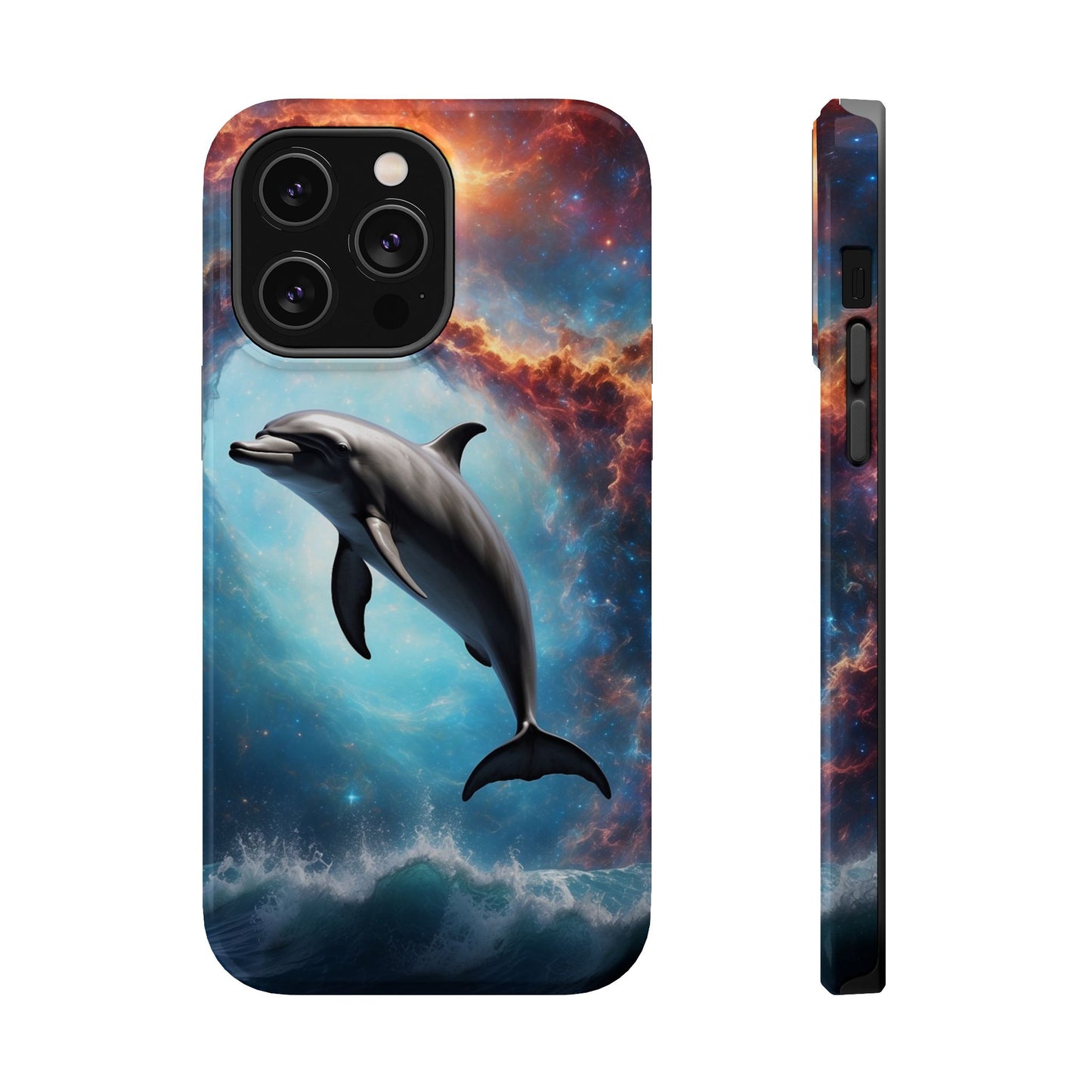 Cosmic Dolphin Space Vibes - MagSafe-Compatible Case