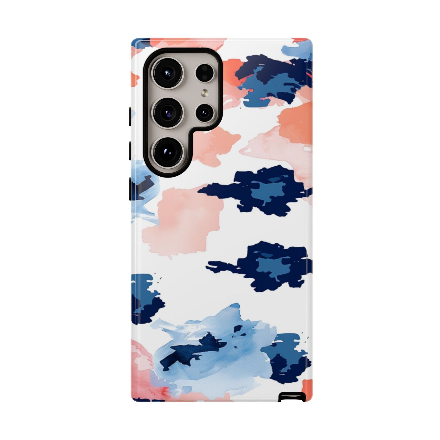 Abstract Coral & Navy Watercolor Design – Samsung Galaxy Case