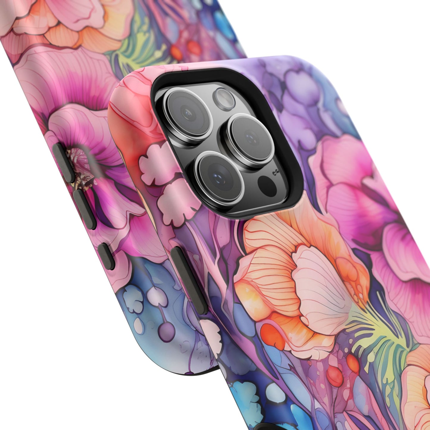 Bright Watercolor Floral Splash MagSafe iPhone Series Case – Bold Artistic Design