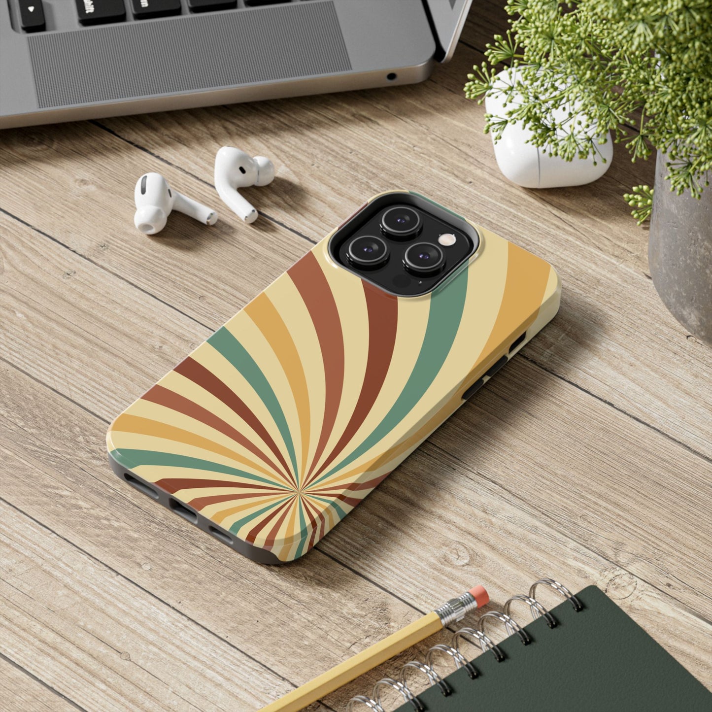 Earthy Retro Swirl iPhone Case – Dual-Layer Protection with 70s-Inspired Earth Tones