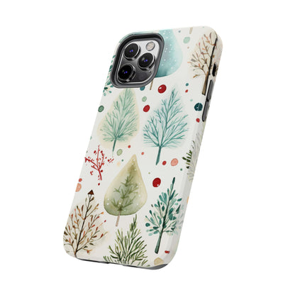 Watercolor Winter Trees iPhone Case – Nature-Inspired, Holiday Theme Protective Cover