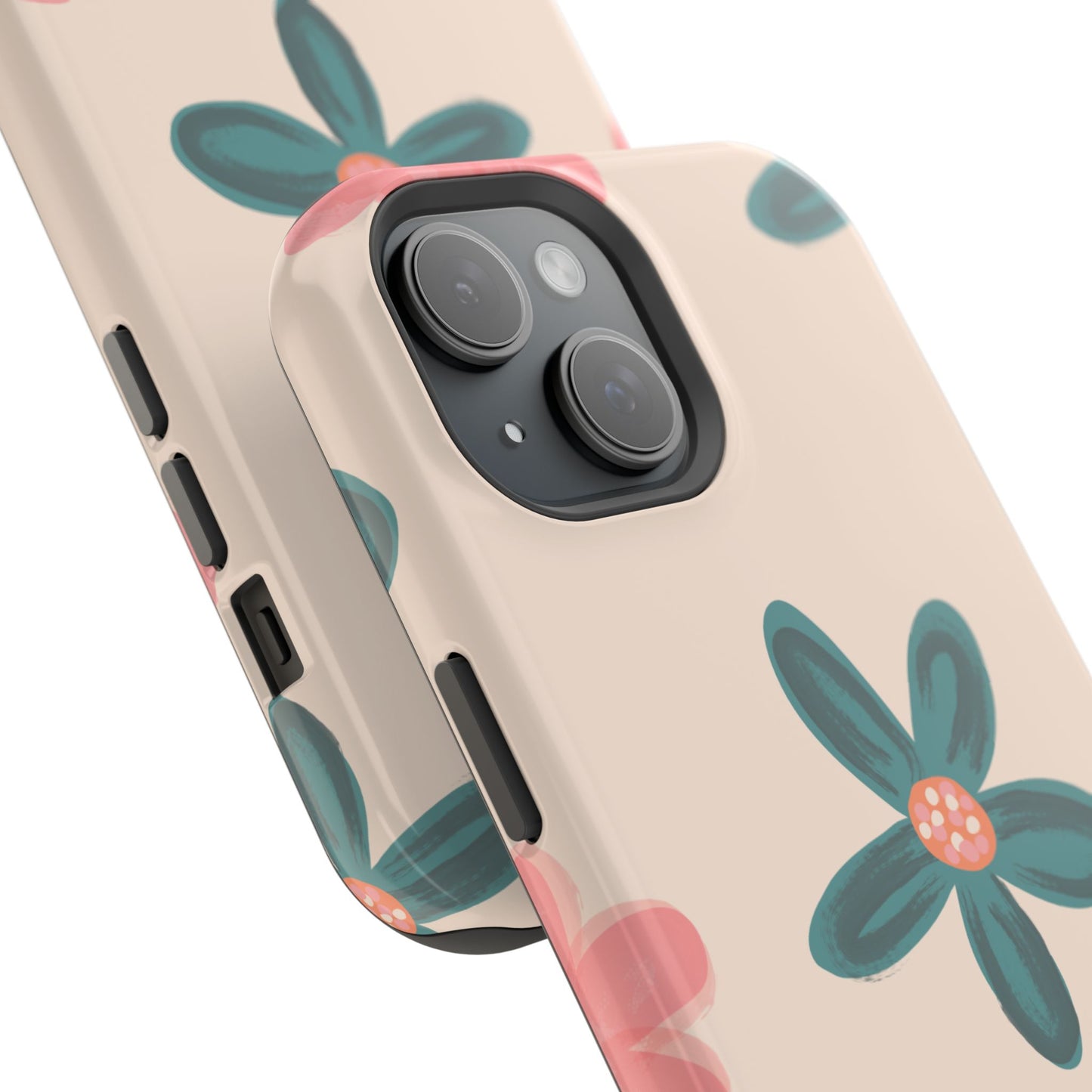 Vintage Floral Tough MagSafe iPhone Case – Soft Matte Finish with Dual-Layer Protection