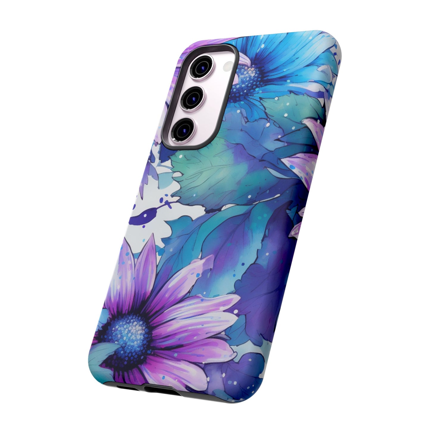 Purple & Teal Watercolor Floral Samsung Galaxy Case - Artistic Flower Design