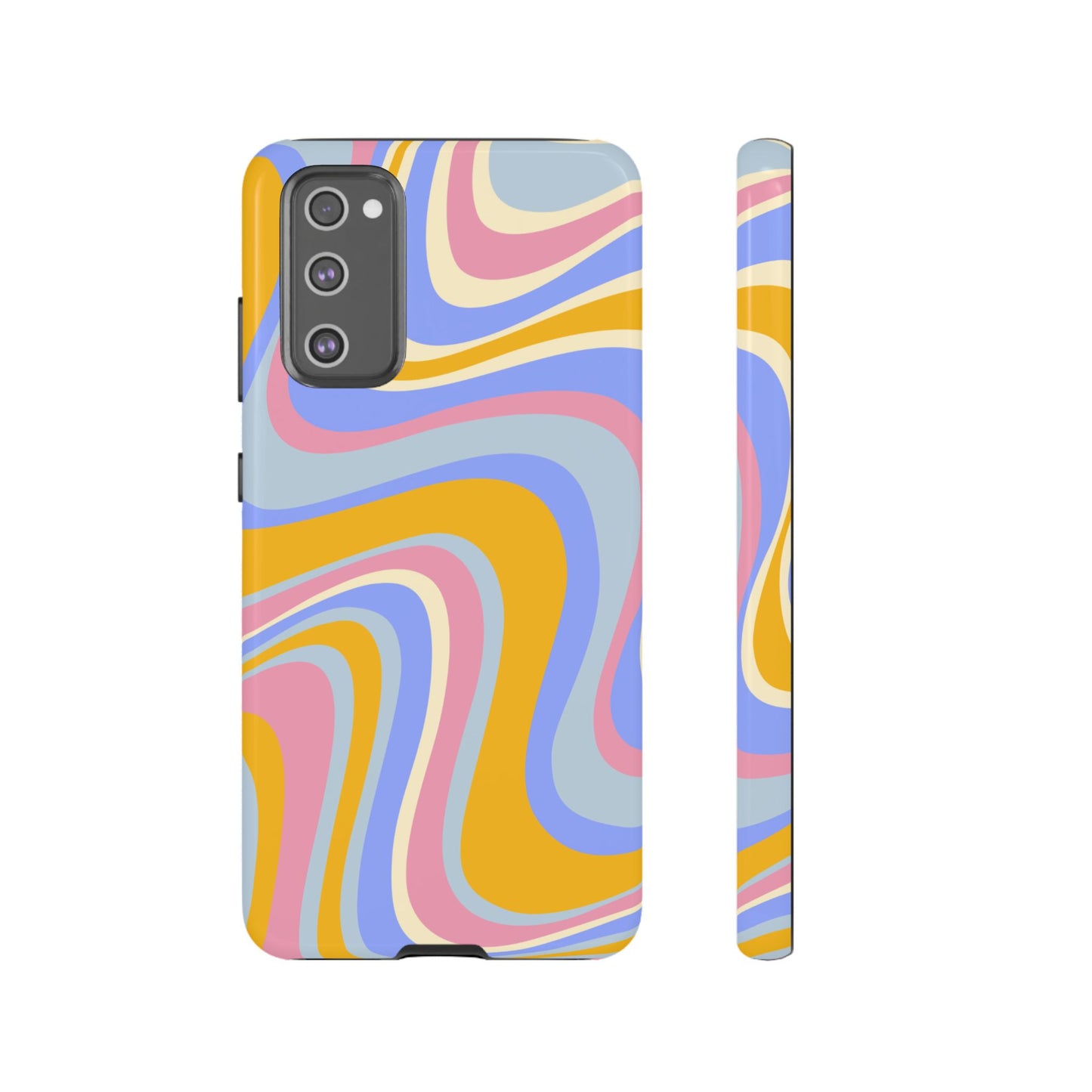 Groovy Pastel Waves Samsung Galaxy Case – 70s-Inspired Design with Dual-Layer Protection