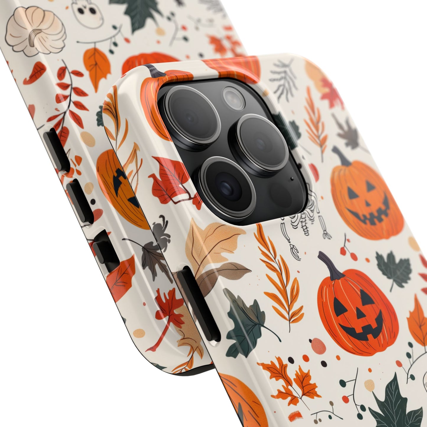 Halloween Pumpkin & Skeleton iPhone Case – Spooky Autumn Design