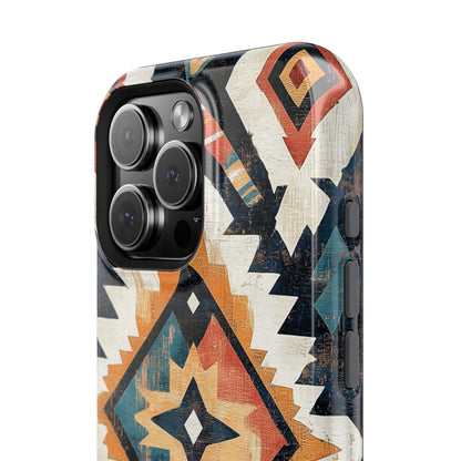 Vintage Southwestern Diamond Tough MagSafe iPhone Case – Rustic Tribal Design, Dual-Layer Protection