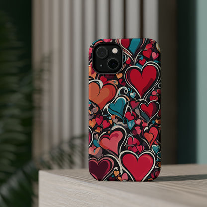 Vibrant Multicolor Heart Art – MagSafe-Compatible iPhone Case