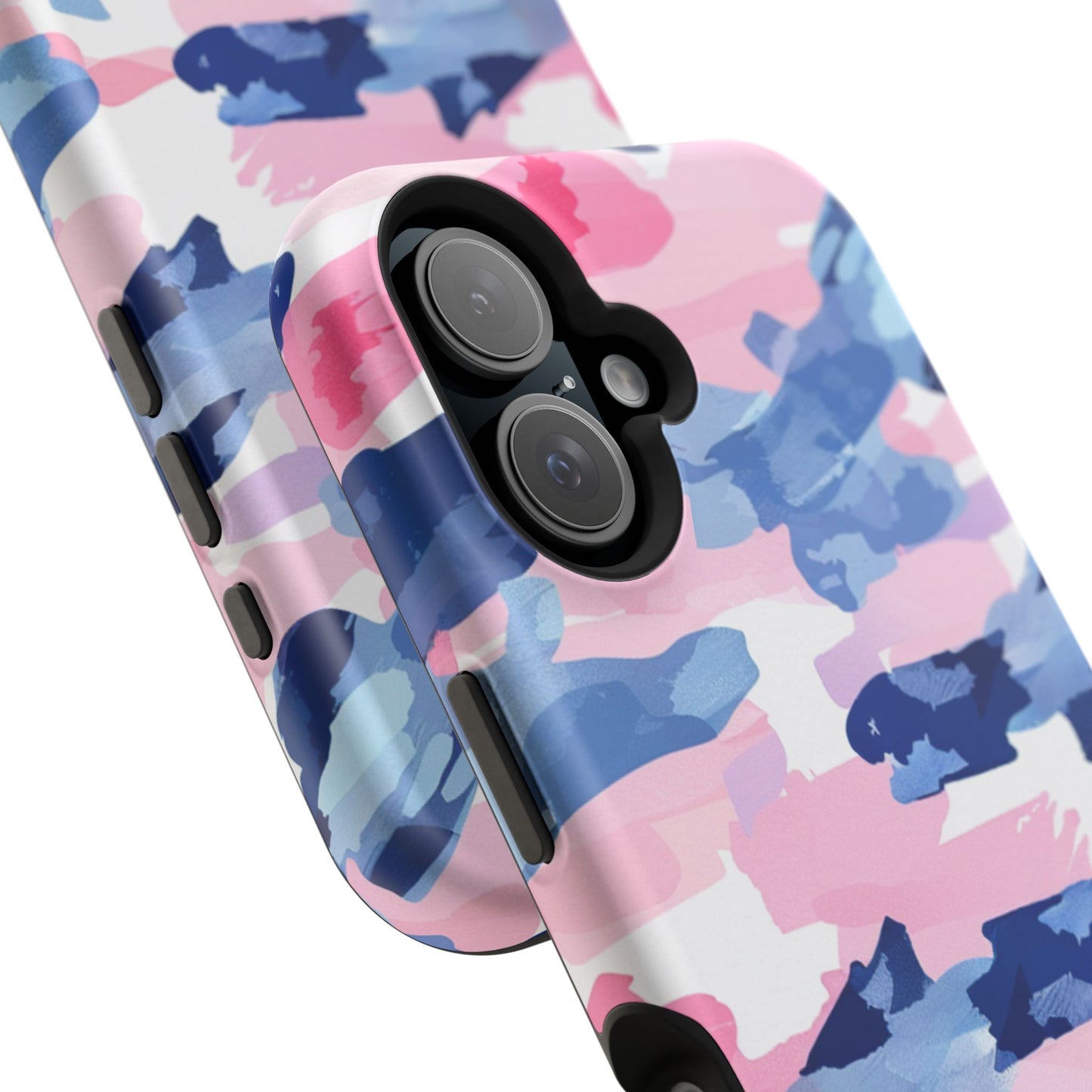 MagSafe Case: Dynamic Pink & Navy Brushstroke Art