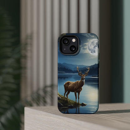 Moonlit Elegance: Stag by the Lake – MagSafe iPhone Case