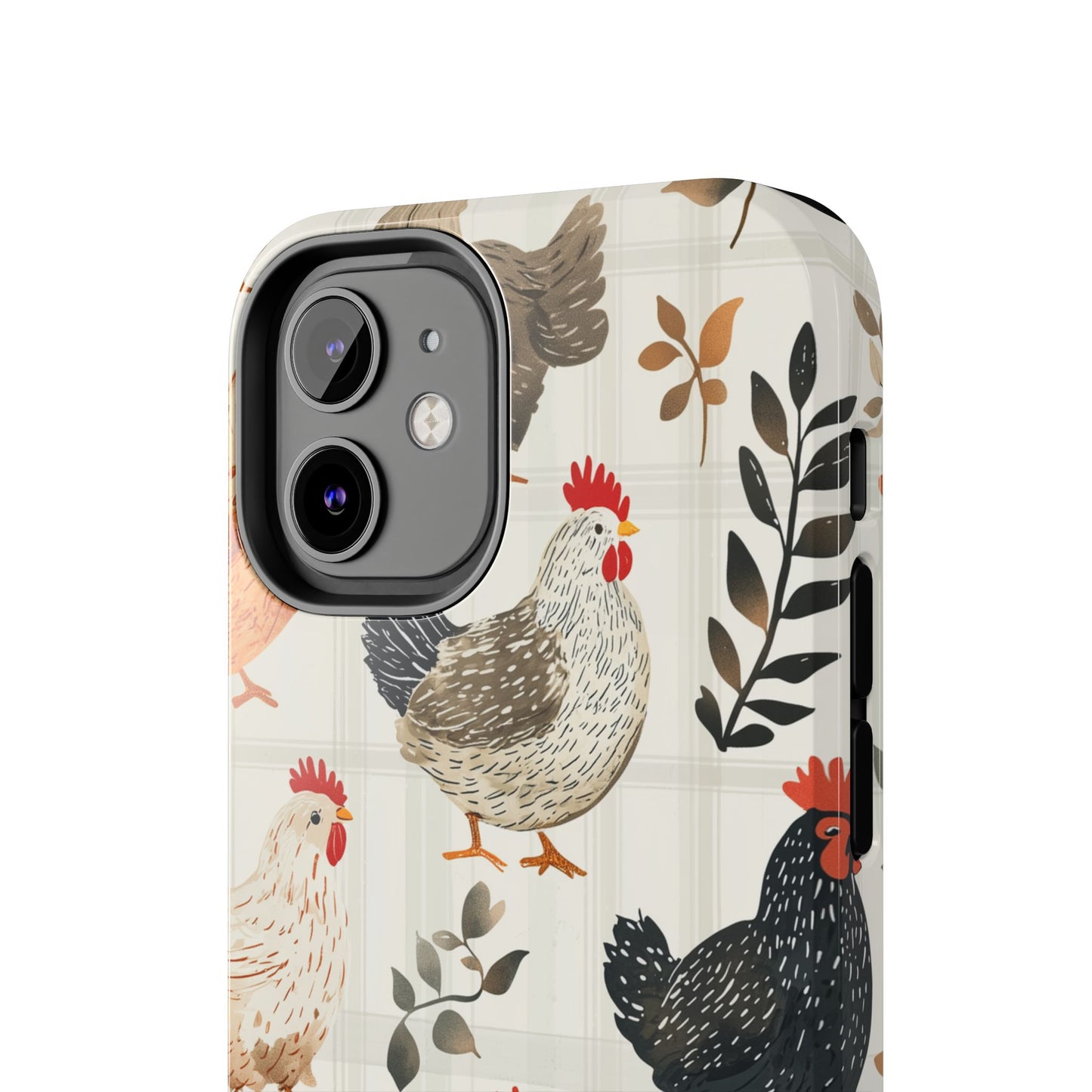 iPhone Case: Vintage Chicken & Leaves – Farmhouse Style Case