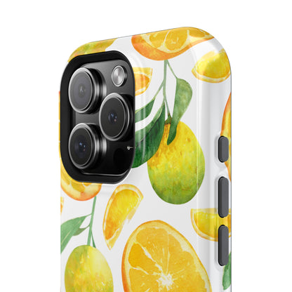 Sunny Citrus Grove Tough MagSafe iPhone Case – Watercolor Orange Design, Dual-Layer Protection