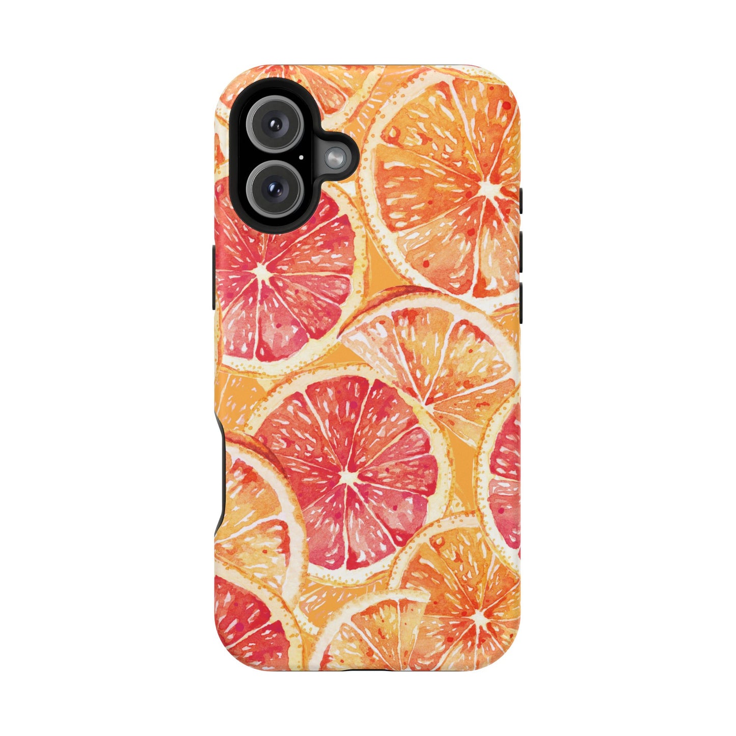 Watercolor Citrus Splash Tough MagSafe iPhone Case – Vibrant Fruit Print, Shock-Resistant Design