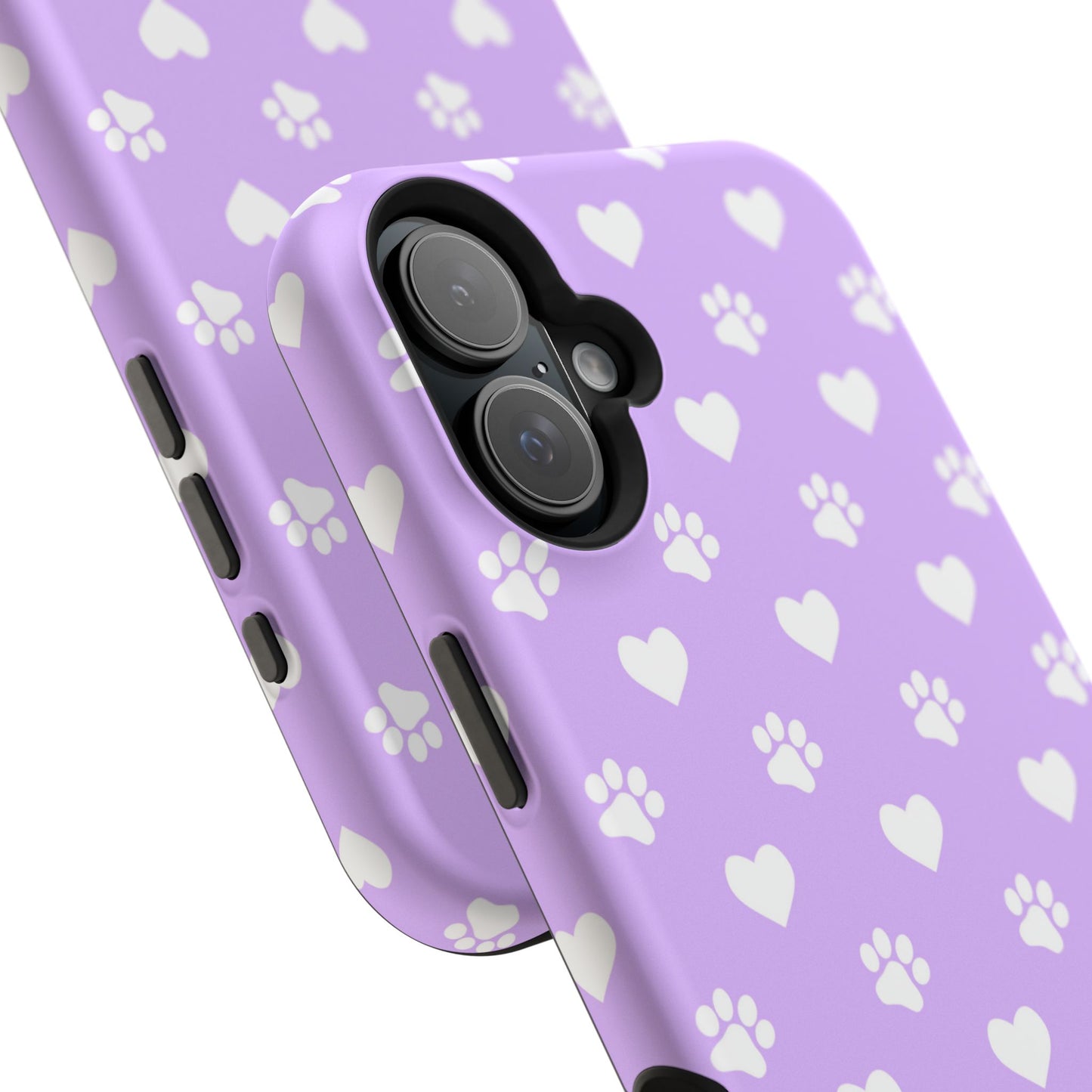 Lilac Paw Prints & Hearts – MagSafe iPhone Case