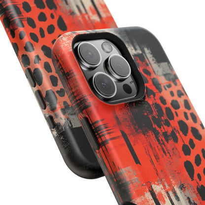 MagSafe iPhone Case: Cheetah Plaid – Red & Black Pattern