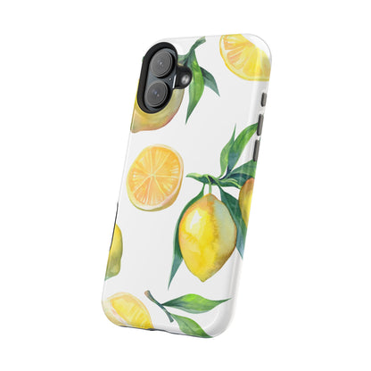 Lemon Grove Watercolor Tough MagSafe iPhone Case – Fresh Citrus Design, Dual-Layer Protection