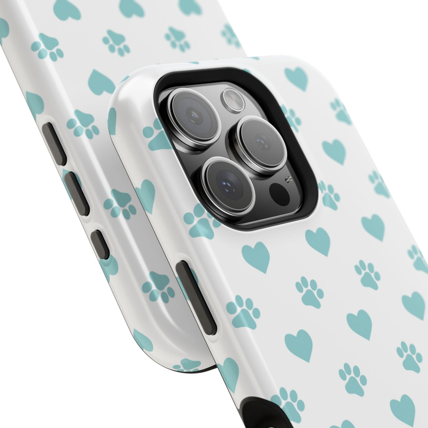 Mint Green Paw Print & Heart MagSafe Case – Pet Lover’s Magnetic Style