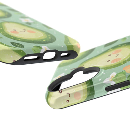 Smiling Avocados Tough MagSafe iPhone Case – Cute Avocado Design, Dual-Layer Protection