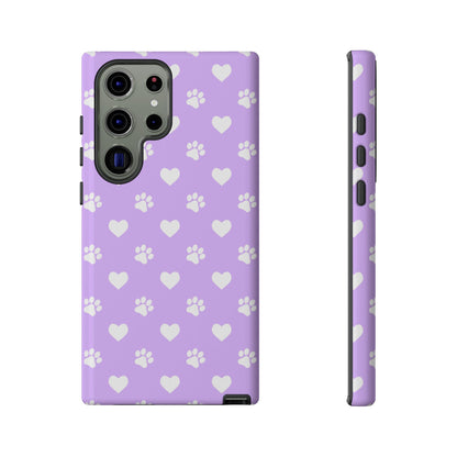 Lilac Paw Prints & Hearts – Samsung Galaxy Case