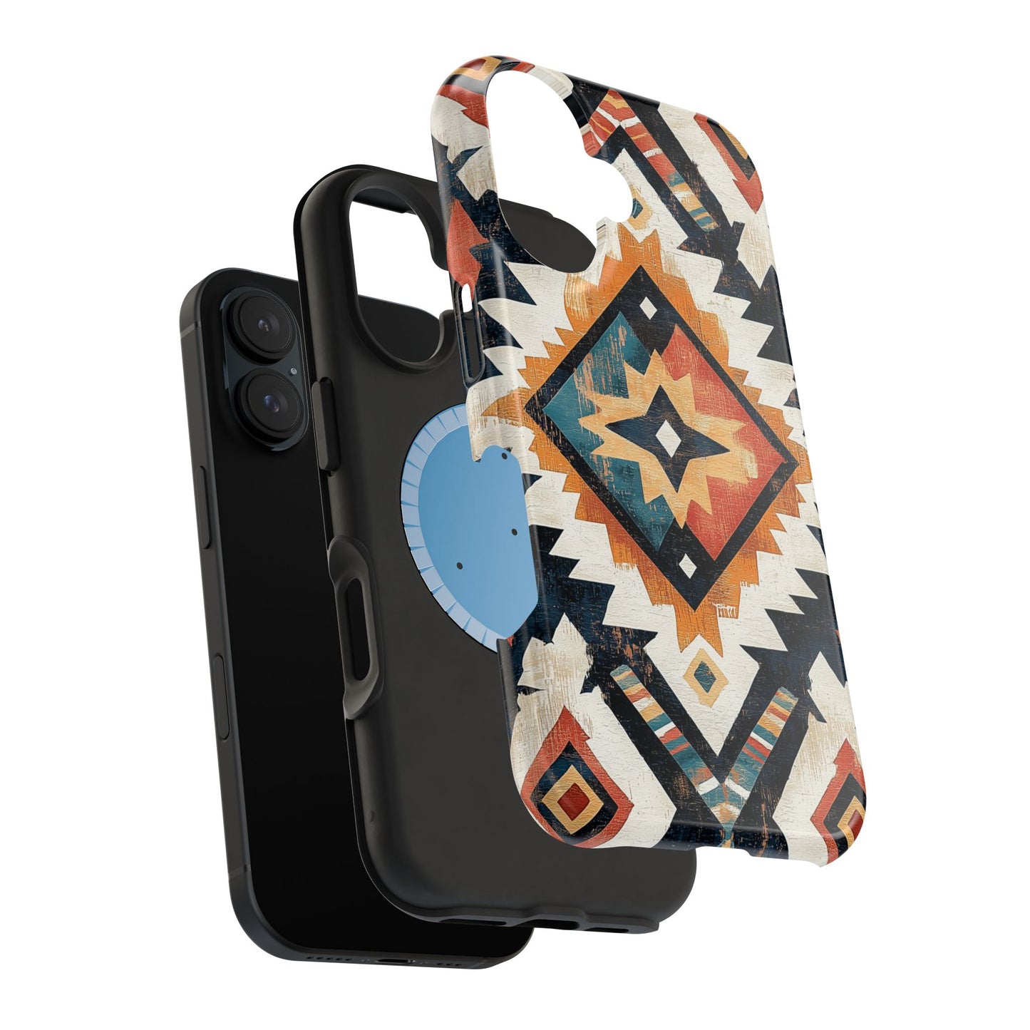 Vintage Southwestern Diamond Tough MagSafe iPhone Case – Rustic Tribal Design, Dual-Layer Protection