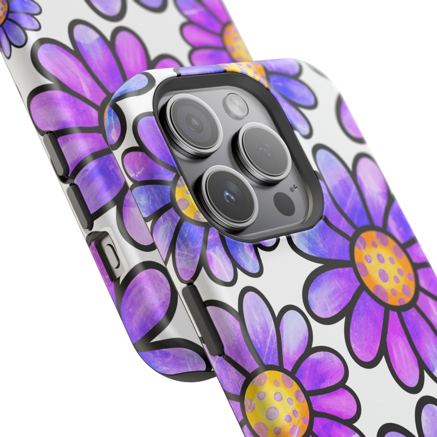 Purple Daisy Delight MagSafe iPhone Case – Slim Profile, Glossy Finish