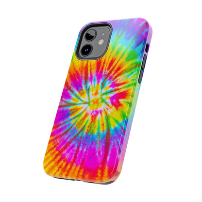 Rainbow Spiral Tie-Dye iPhone Case – Bright & Retro Design