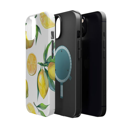 Lemon Grove Watercolor Tough MagSafe iPhone Case – Fresh Citrus Design, Dual-Layer Protection