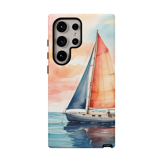 Sunset Sail Samsung Galaxy Case – Watercolor Sailboat and Sky Design