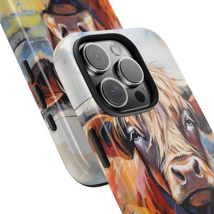 Cute Western Phone Case | Highland Cow | Robust Rocky Mountain-Inspired | Expressionism | Fresco