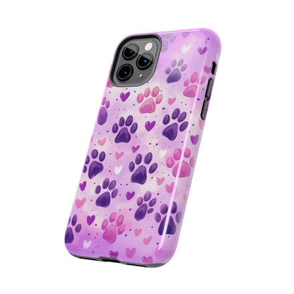 Purple Paw Print iPhone Case - Cute Pet-Themed Protective Cover