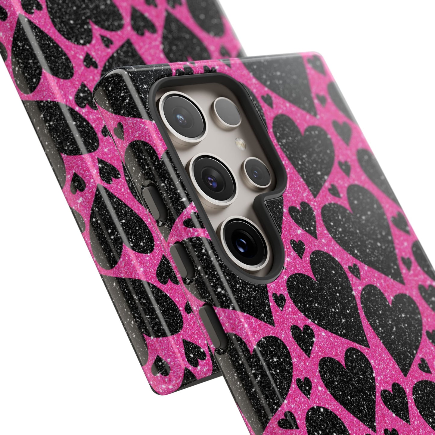 Pink Glitter Hearts Samsung Galaxy Case