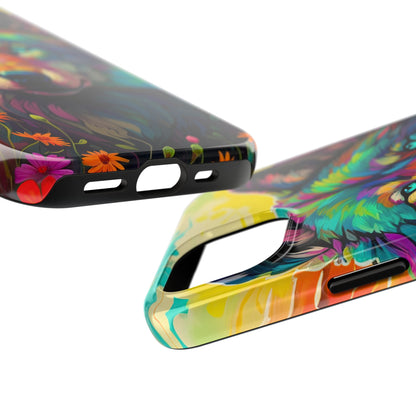 Rainbow Wolf in Bloom – iPhone Case with Vivid Nature Design