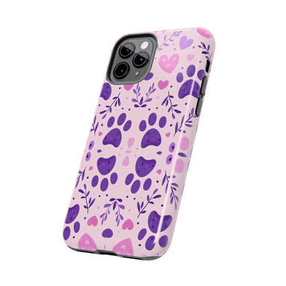 Pastel Paw Print iPhone Case - Cute Pet-Themed Floral Protective Cover