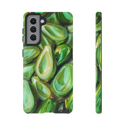 Glossy Avocado Samsung Galaxy  Case – Sleek Green 3D Fruit Design, Durable and Stylish