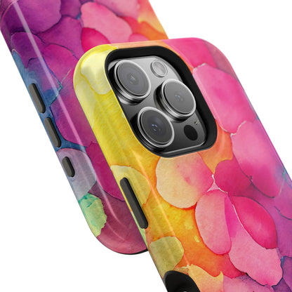 Sunset Petals Watercolor MagSafe iPhone Case – Slim Design, Glossy Finish