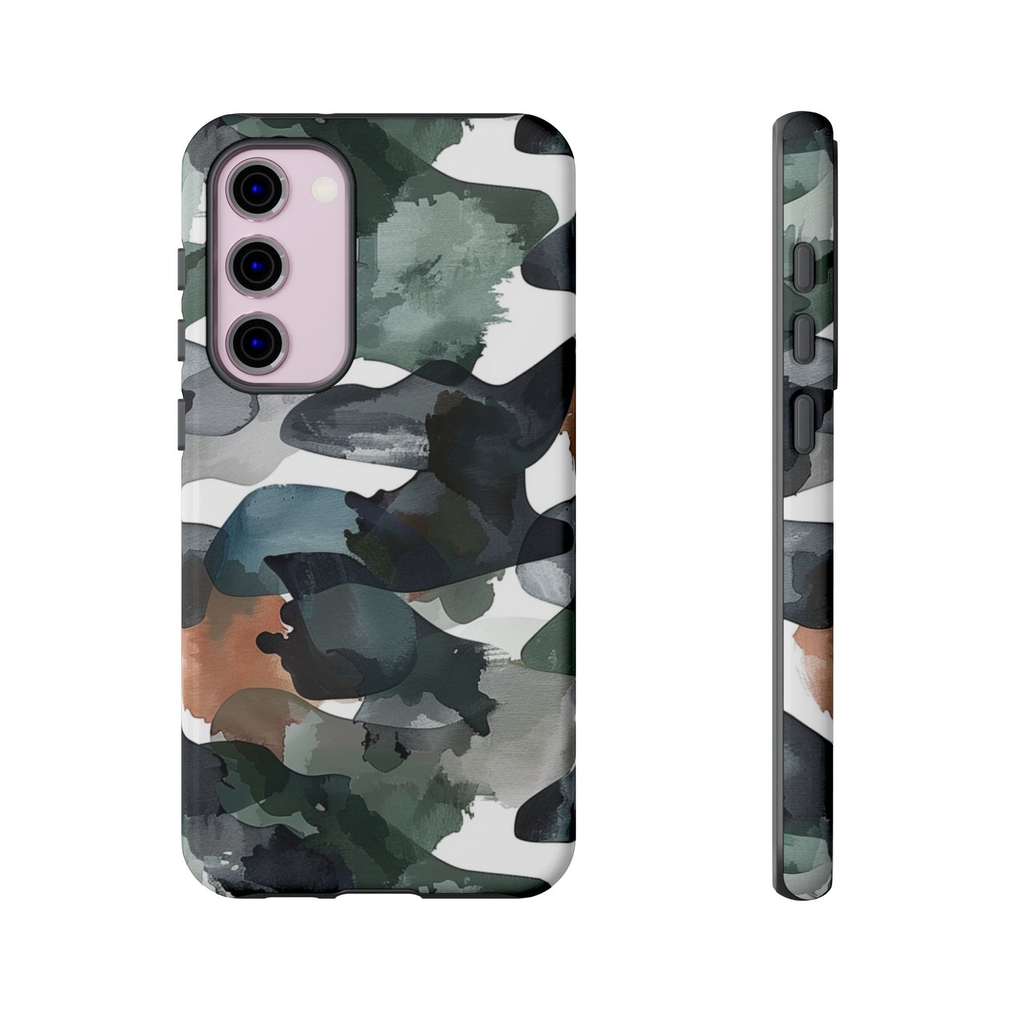 Moody Abstract Watercolor Samsung Galaxy Case – Dark Green and Brown Artistic Design