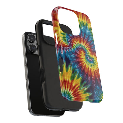 Retro Tie-Dye Swirl iPhone Case – Rainbow Spiral Design