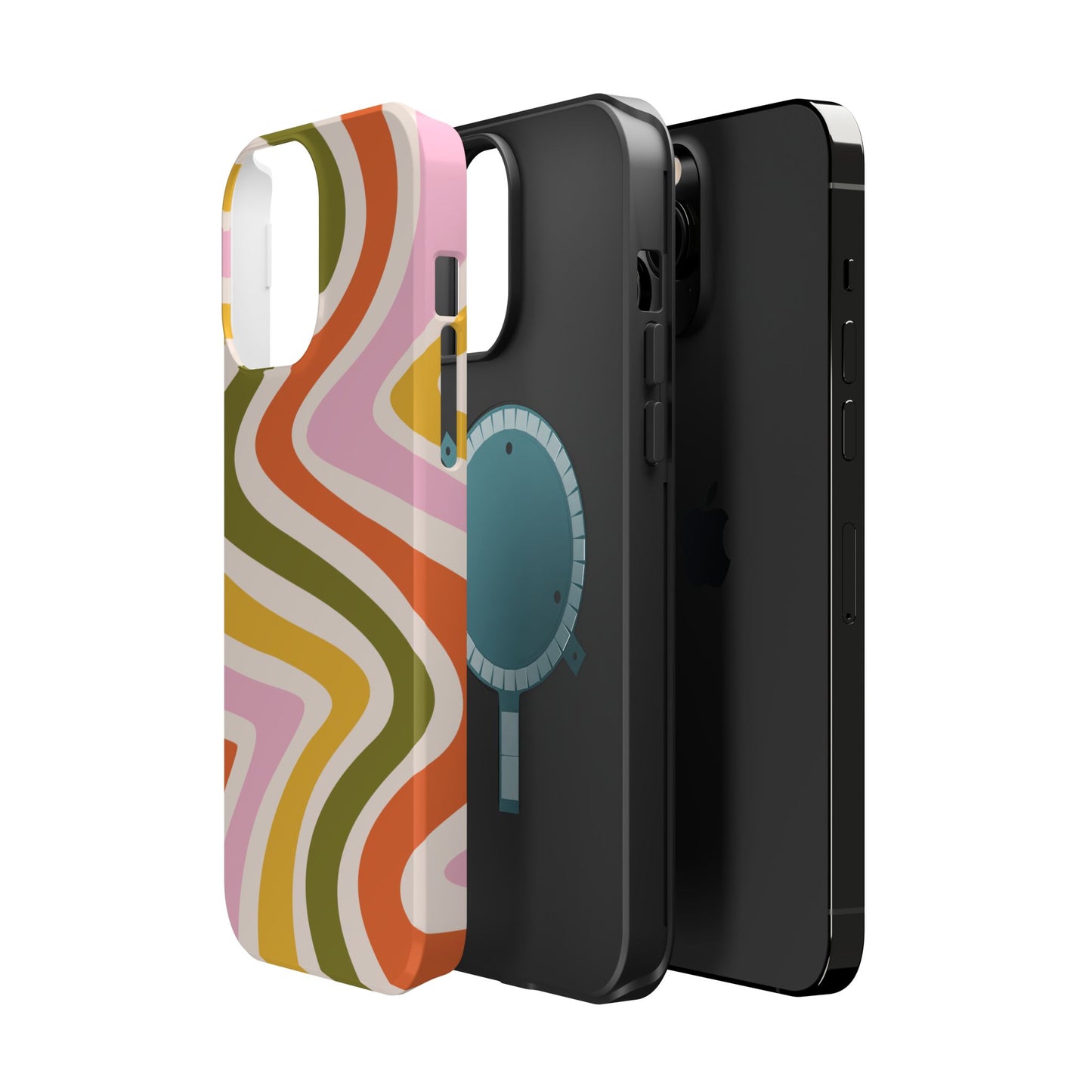 Retro Groove MagSafe iPhone Case – 70s-Inspired Design with Dual-Layer Protection